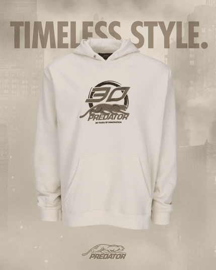 Predator Hoodie - Cream with 30th Gold Logo on Front